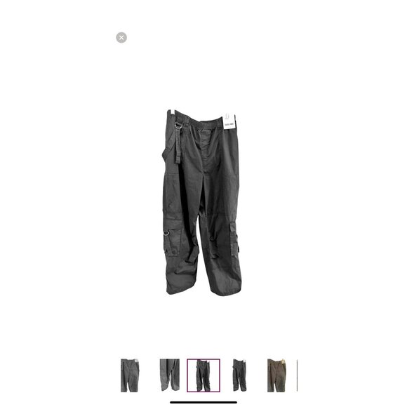 Rachel Paige L Utility Cargo Pants Gray Lightweight Back Elastic Waist D-Rings - Picture 14 of 14